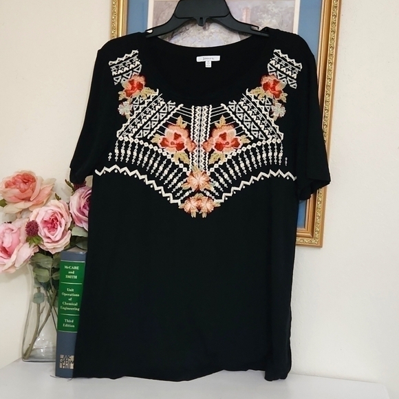 Oversized Embroidered Top Short sleeve Casual Bohemian Contemporary JODIFL Small - Picture 2 of 10